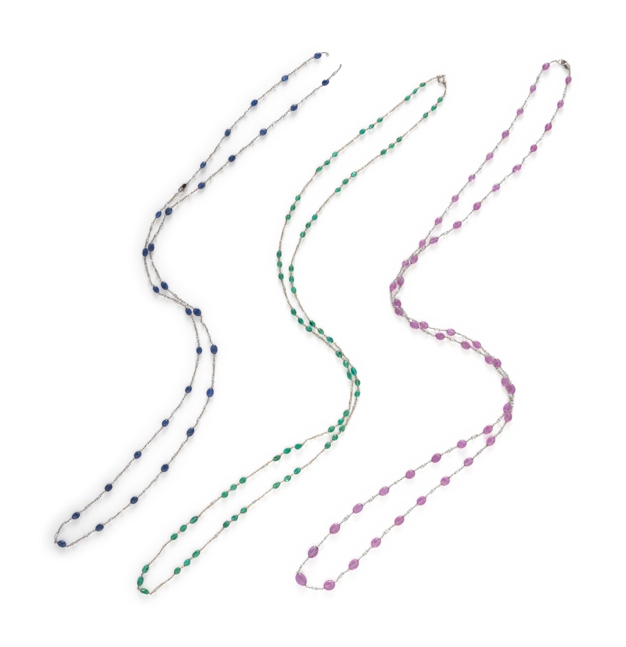 COLLECTION OF GEMSTONE AND DIAMOND NECKLACES