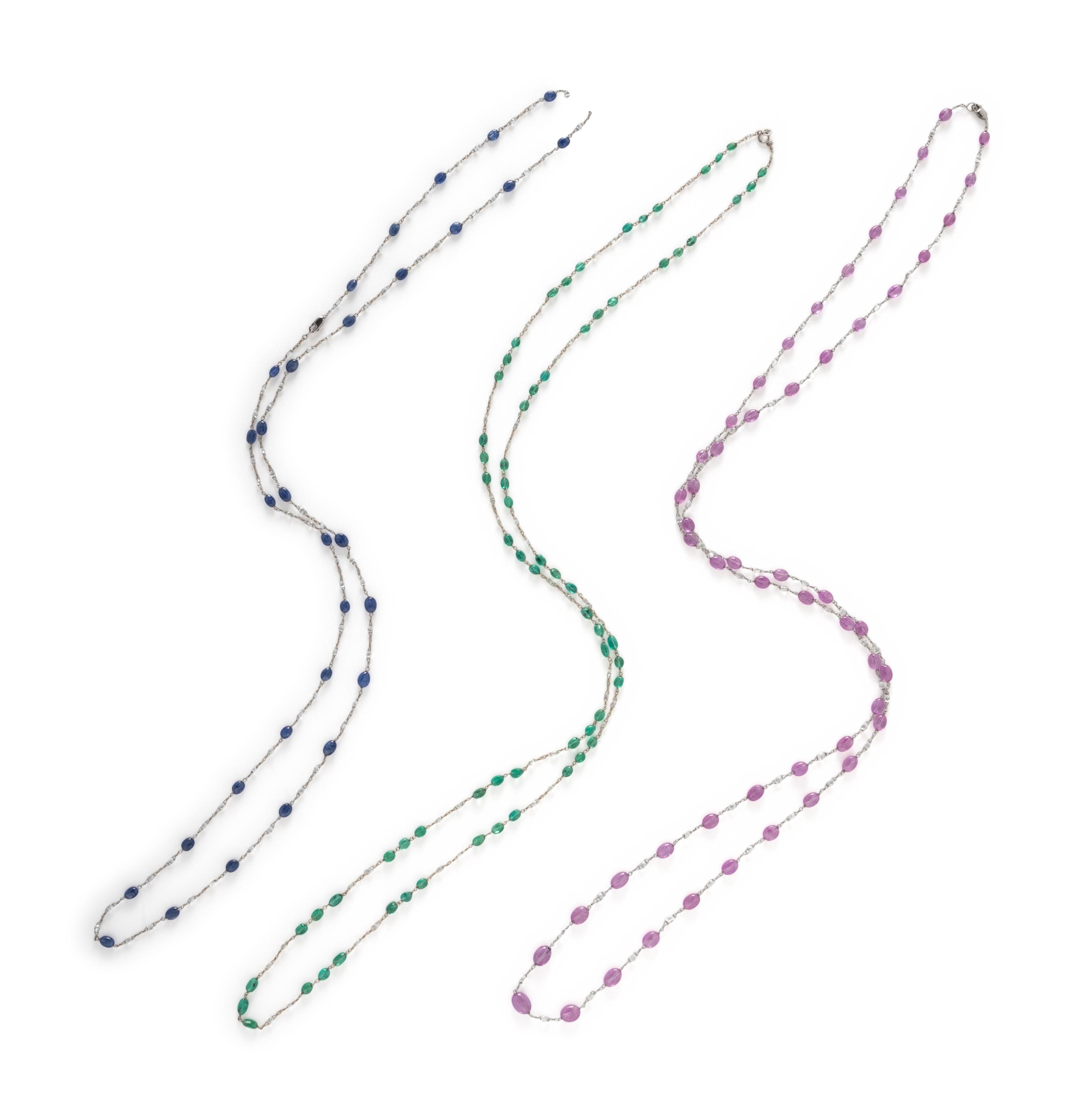 COLLECTION OF GEMSTONE AND DIAMOND NECKLACES