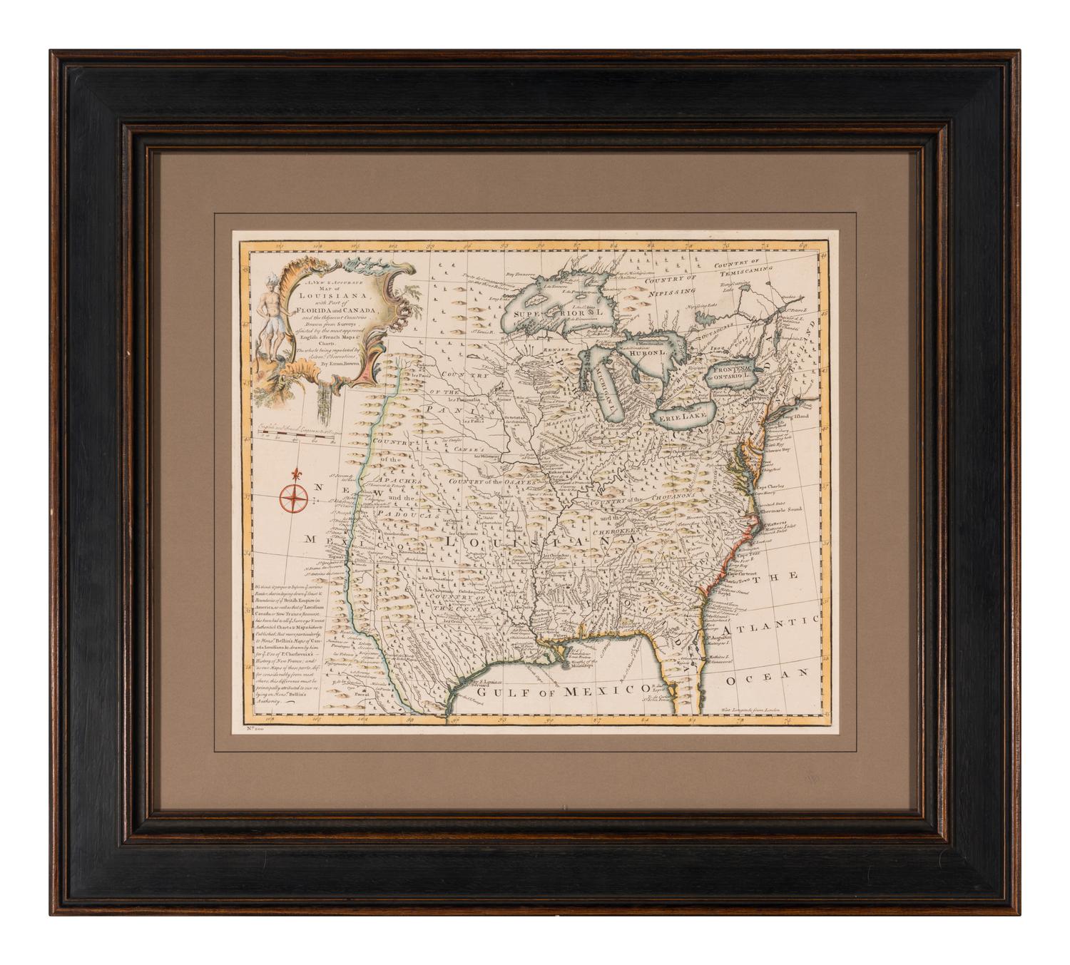 [MAPS & VIEWS]. BOWEN, Emanuel (1694-1767). A new & accurate map of Louisiana, with part of Florida and Canada, and the adjacent countries. 1747.