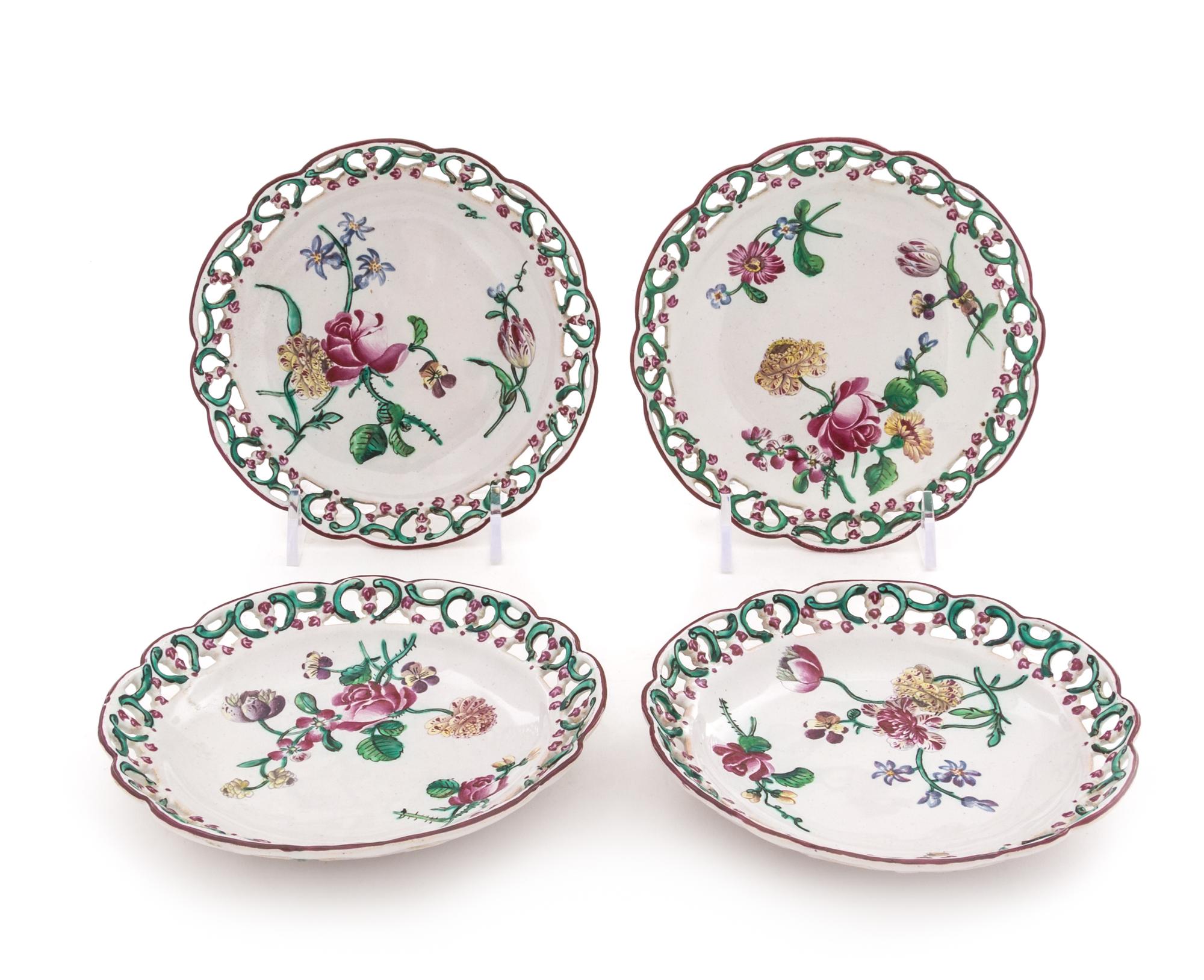 A Set of Four French Faience Plates Diameter 5 1/4 inches. — VEUVE PERRIN, MARSEILLES, 18TH CENTURY