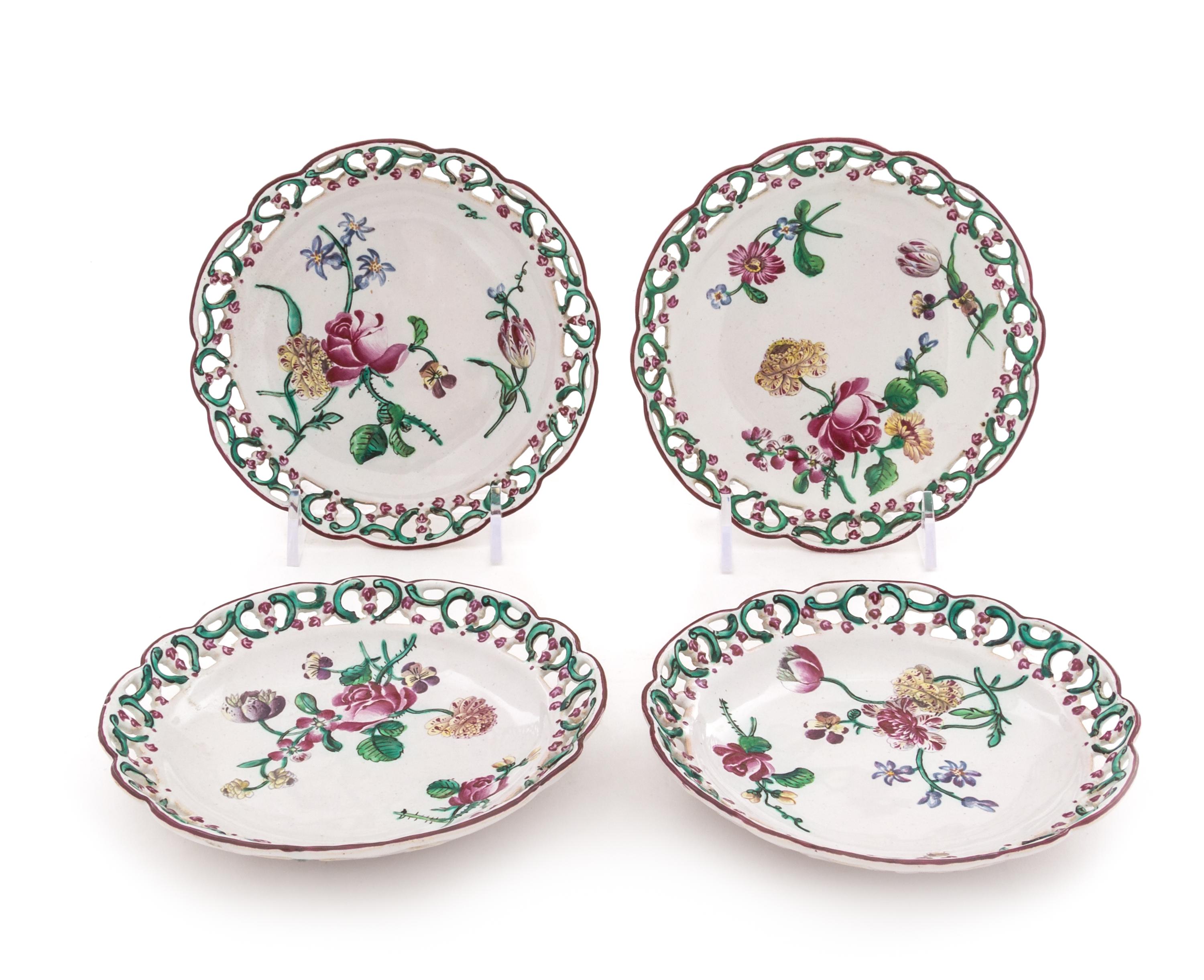 A Set of Four French Faience Plates Diameter 5 1/4 inches. — VEUVE PERRIN, MARSEILLES, 18TH CENTURY