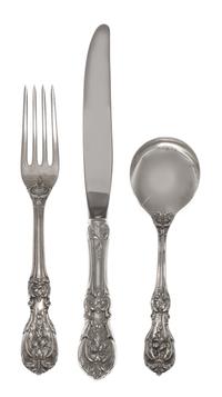An American Silver Flatware Service, Reed & Barton, Taunton, MA, Francis I pattern, comprising: 10 dinner knives 9 dinner forks 12 sala
