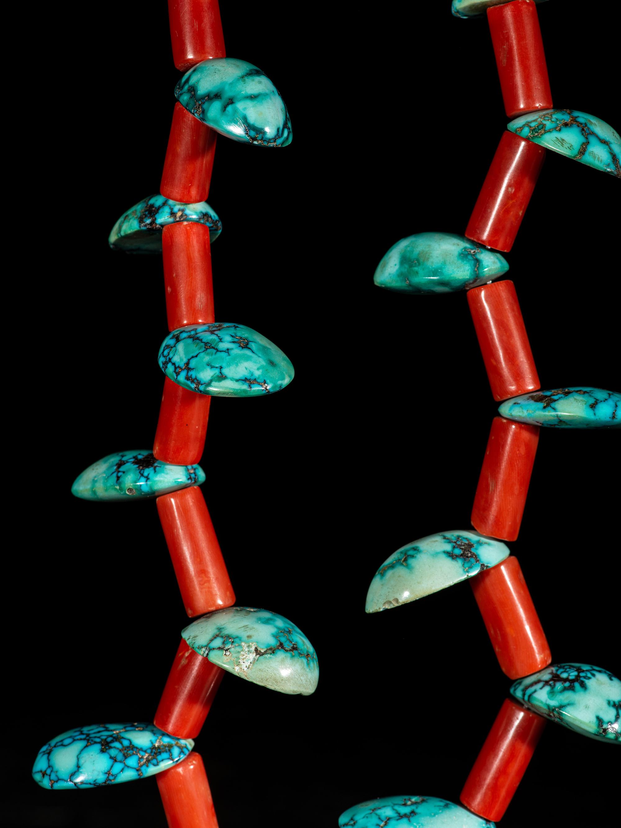 Turquoise and Coral Necklace from Asa Glascock Trading Post, Gallup, New Mexico