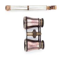 A Pair of French Mother-of-Pearl Veneered Opera Glasses