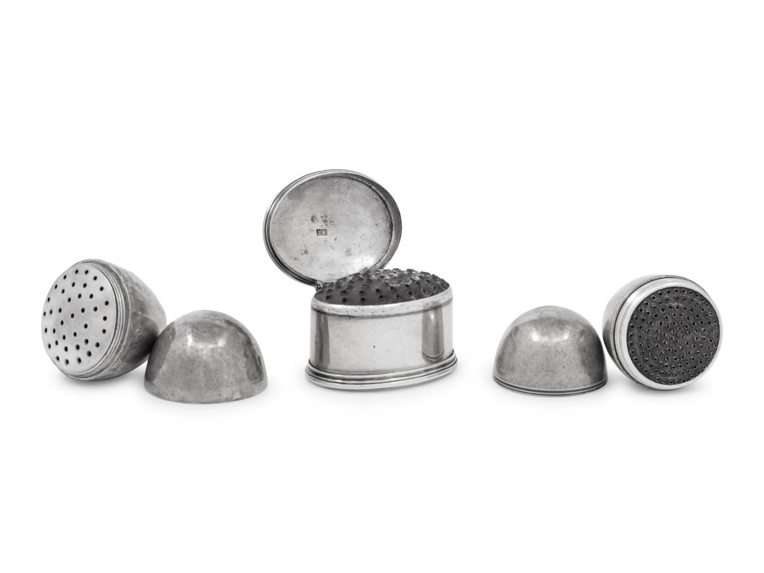 Three Georgian Silver Nutmeg Graters