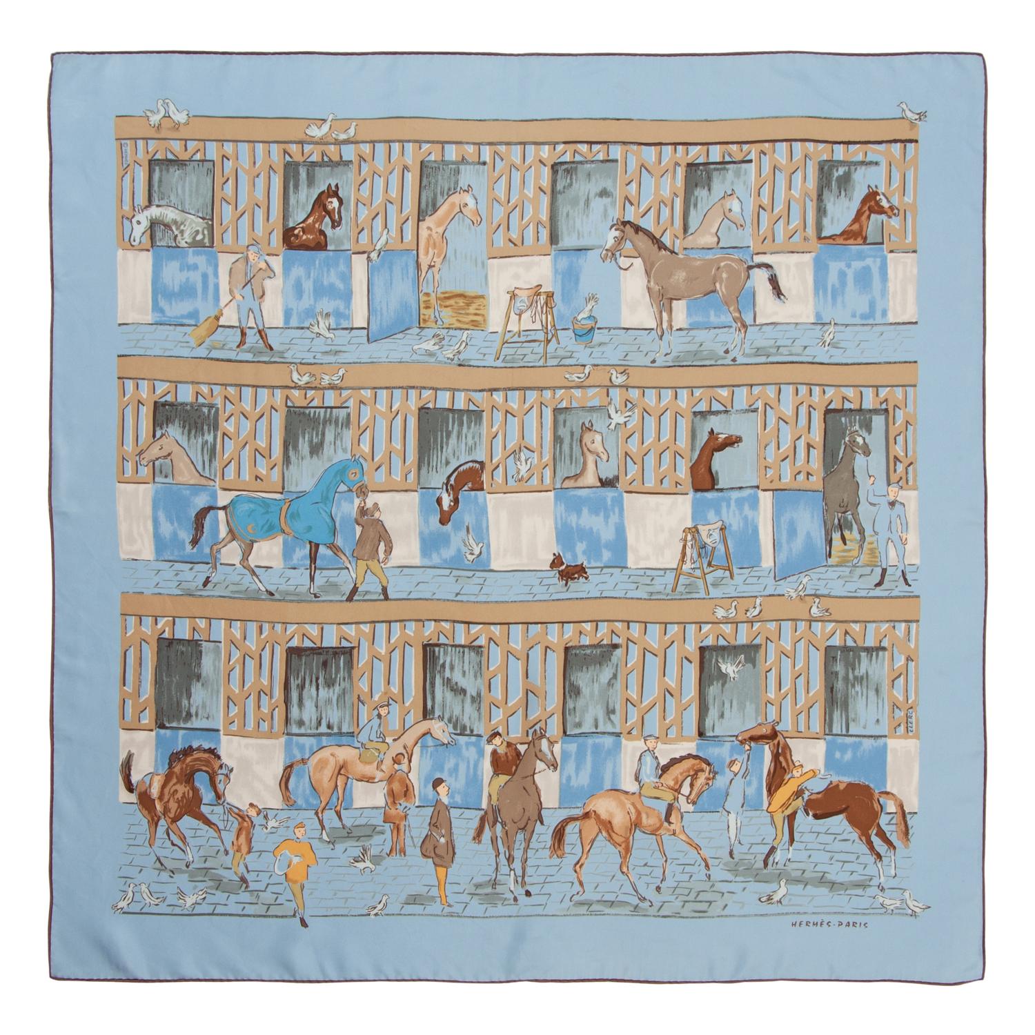Five Designer Silk Scarves: Two Hermès, Gucci, Bottega Veneta, Pierre Cardin