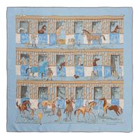 Five Designer Silk Scarves: Two Hermès, Gucci, Bottega Veneta, Pierre Cardin