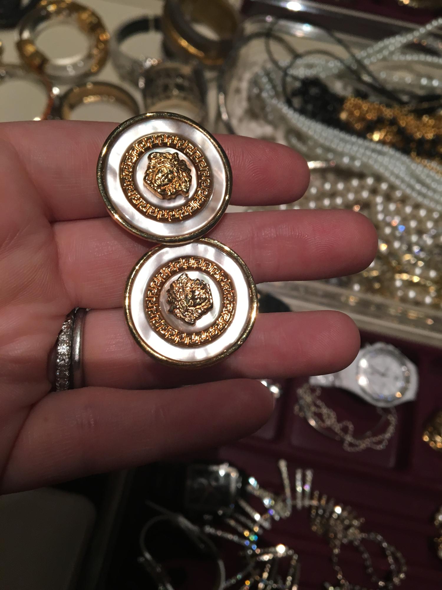 Gianni Versace Medusa Logo Earclips, 1990s
