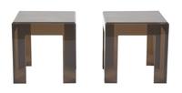 A Pair of Smokey Plexiglass Square Side Tables Height 16 x width 16 x depth 16 inches. — 20TH CENTURY