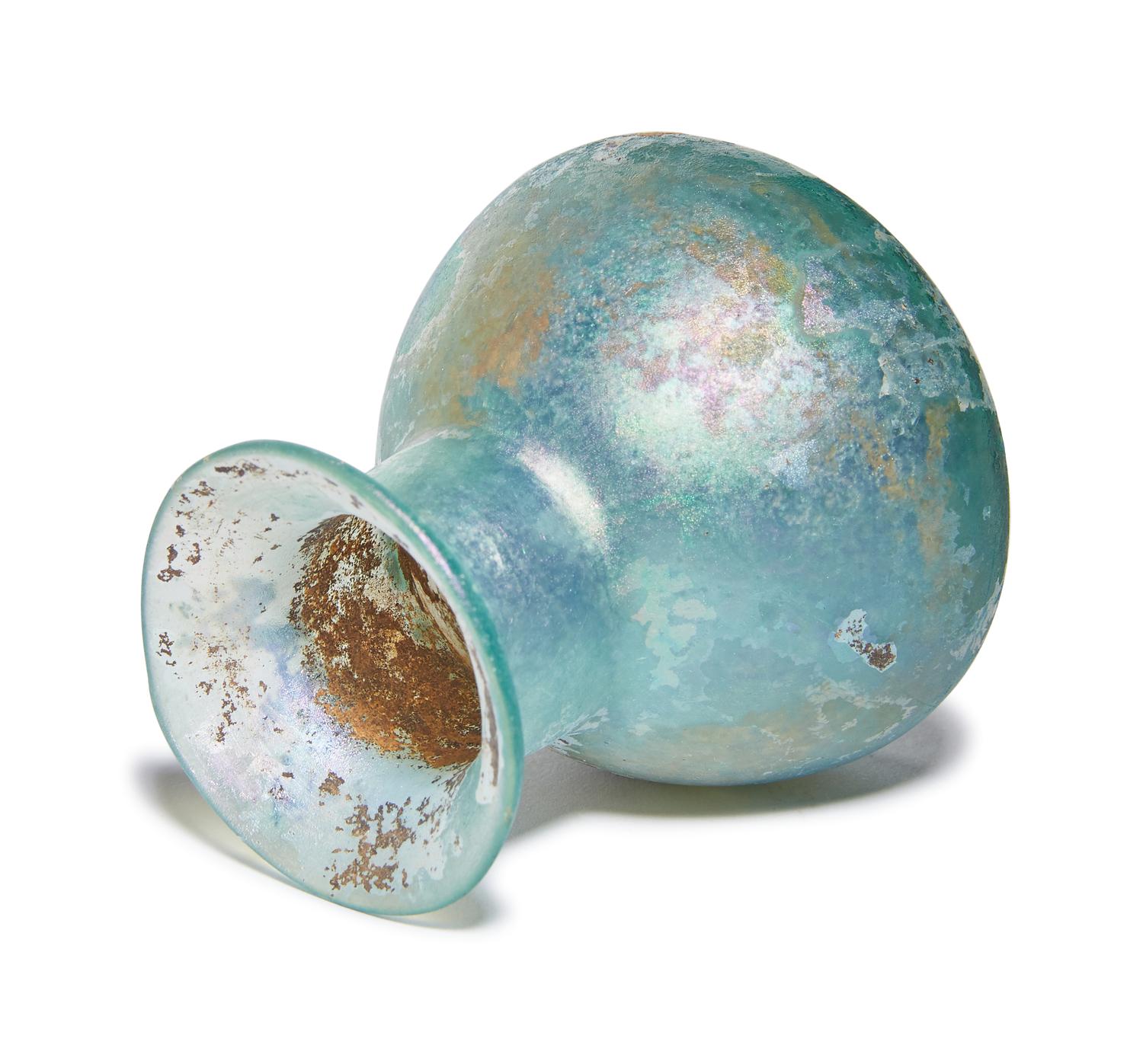 A Roman Blue Glass Flask