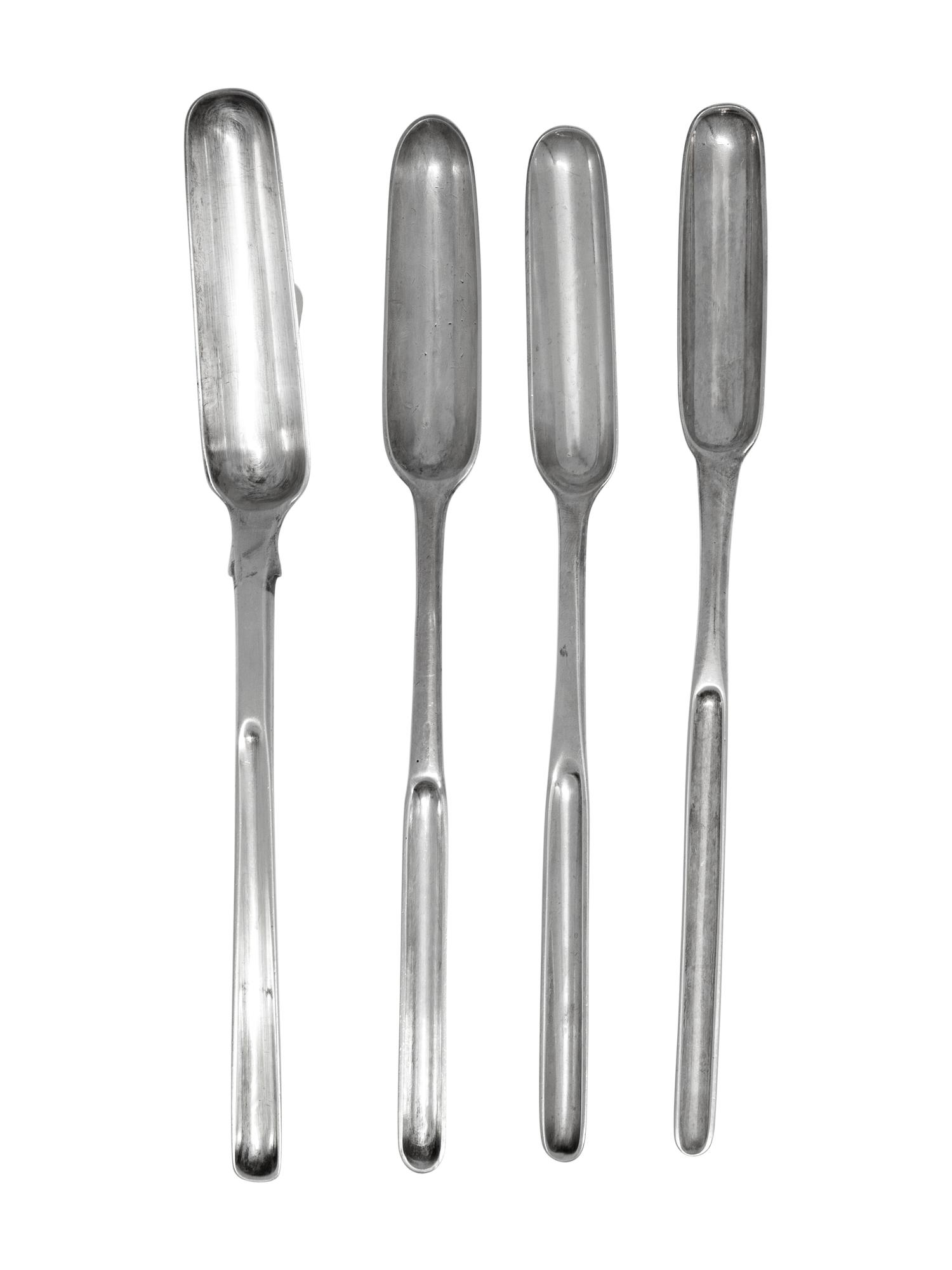 A Group of Four Georgian Silver Marrow Scoops