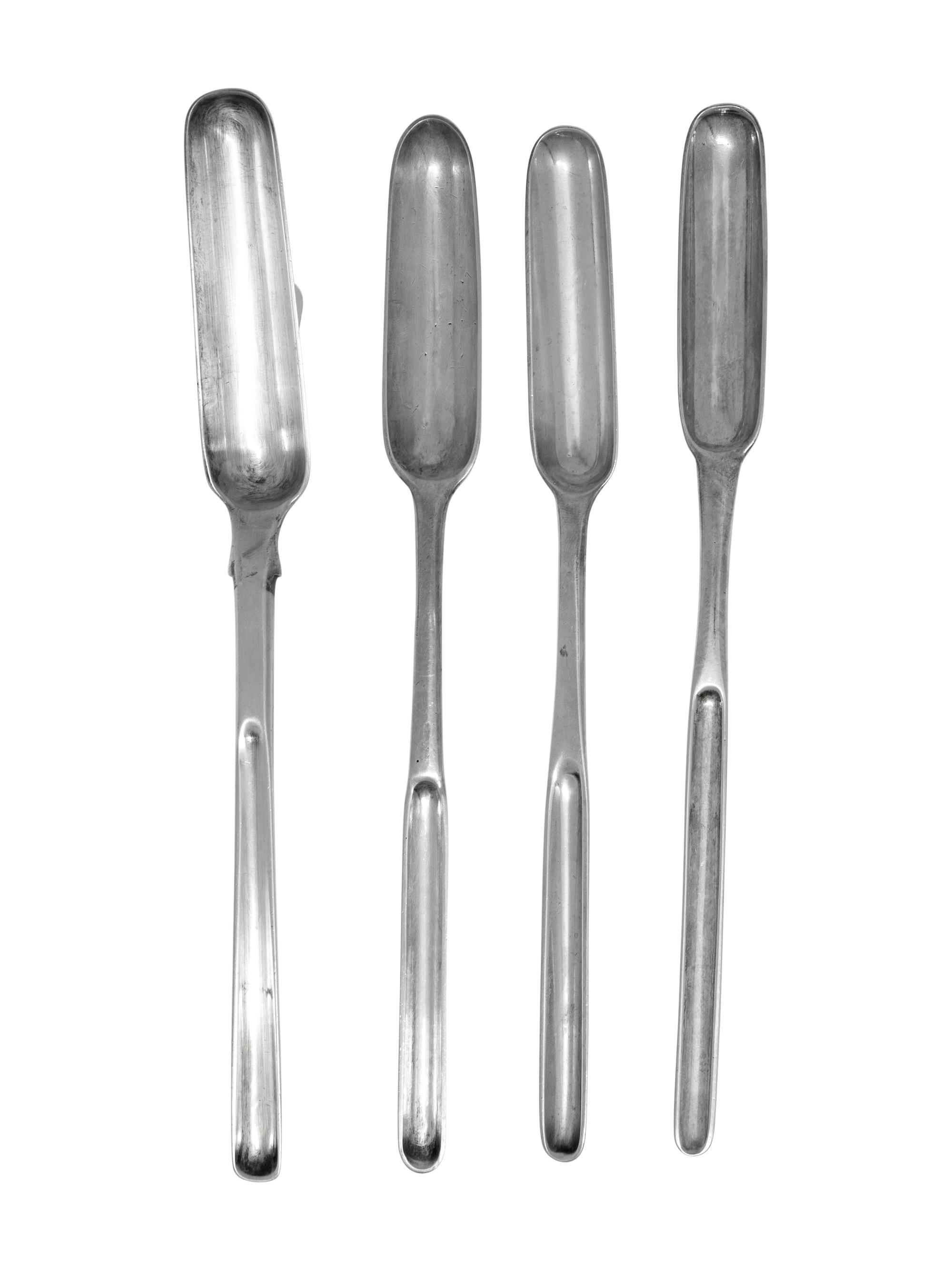 A Group of Four Georgian Silver Marrow Scoops
