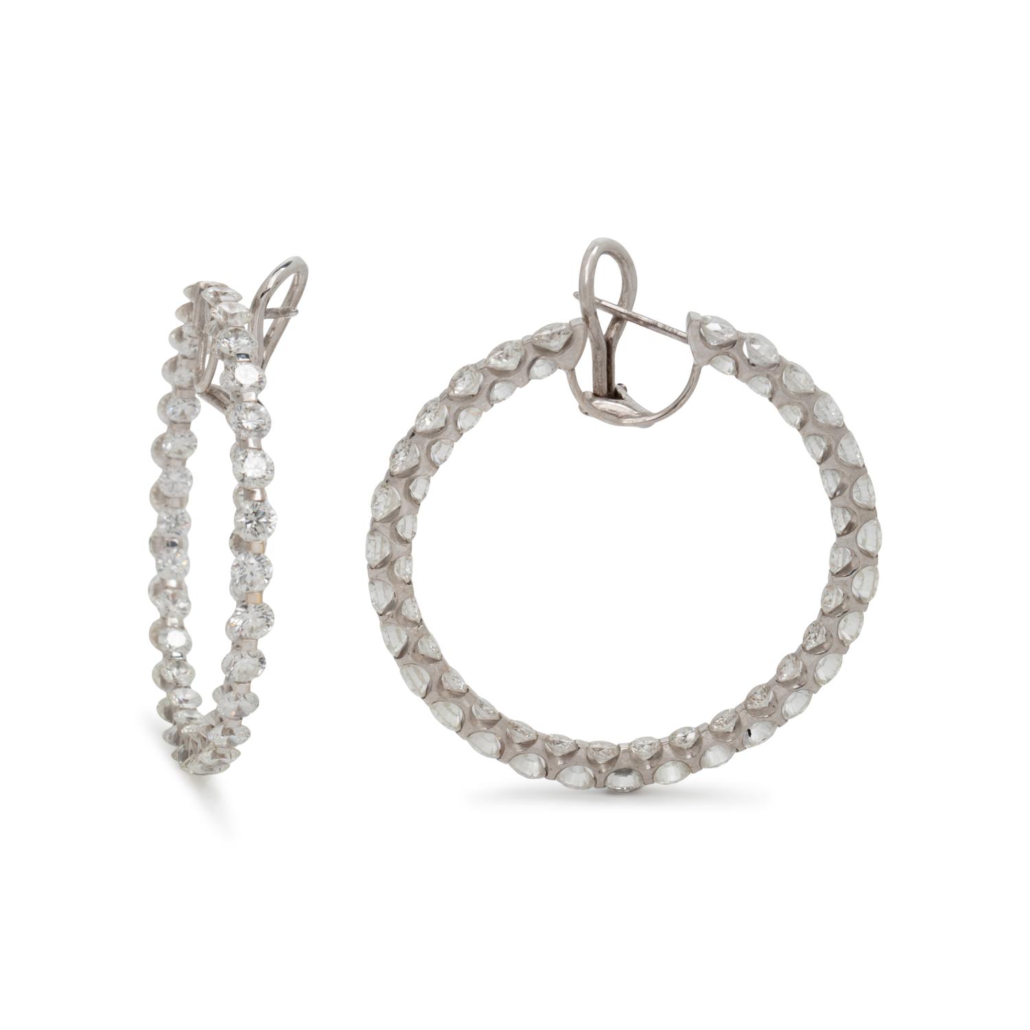 CHOPARD, DIAMOND AND WHITE GOLD INSIDE-OUT HOOP EARRINGS