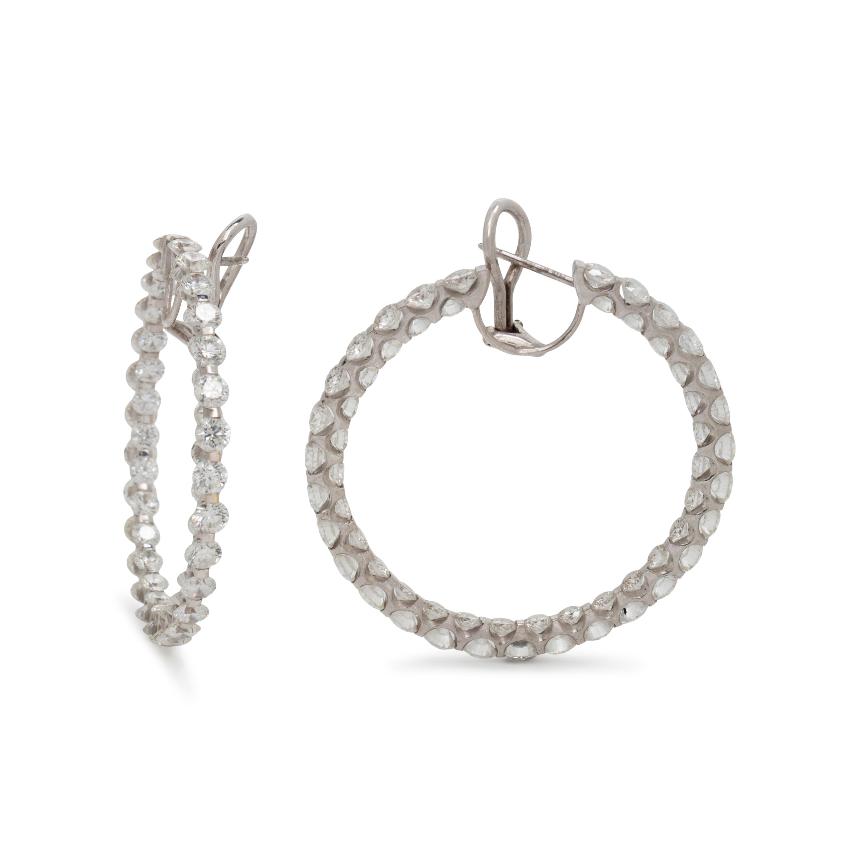 CHOPARD, DIAMOND AND WHITE GOLD INSIDE-OUT HOOP EARRINGS