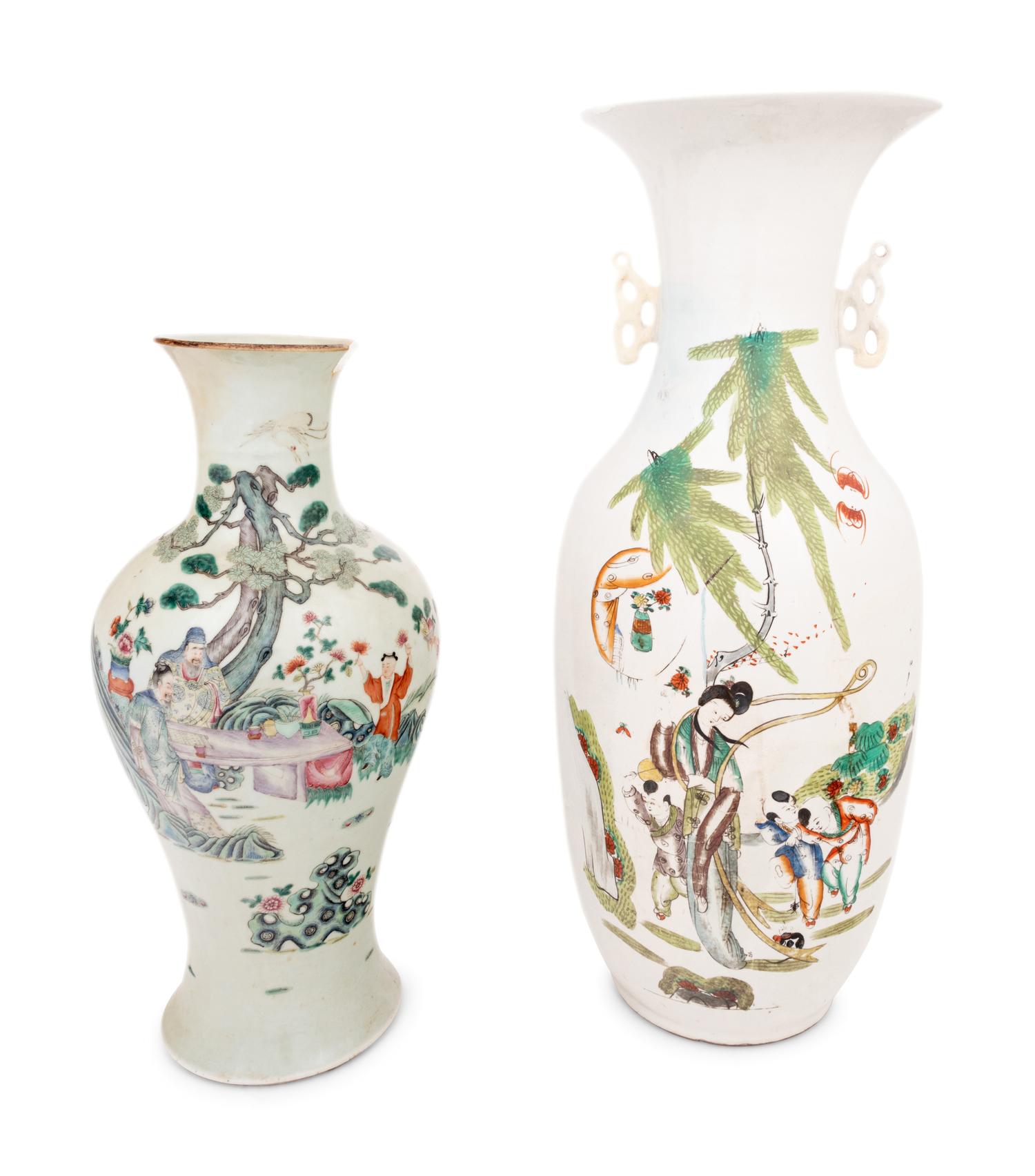 Two of Chinese Famille Rose Porcelain Vases