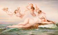 A Berlin (K.P.M.) Porcelain Plaque Depicting "The Birth of Venus" After Alexandre Cabanel