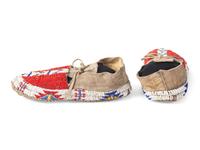 Northern Plains Beaded Hide Moccasins
