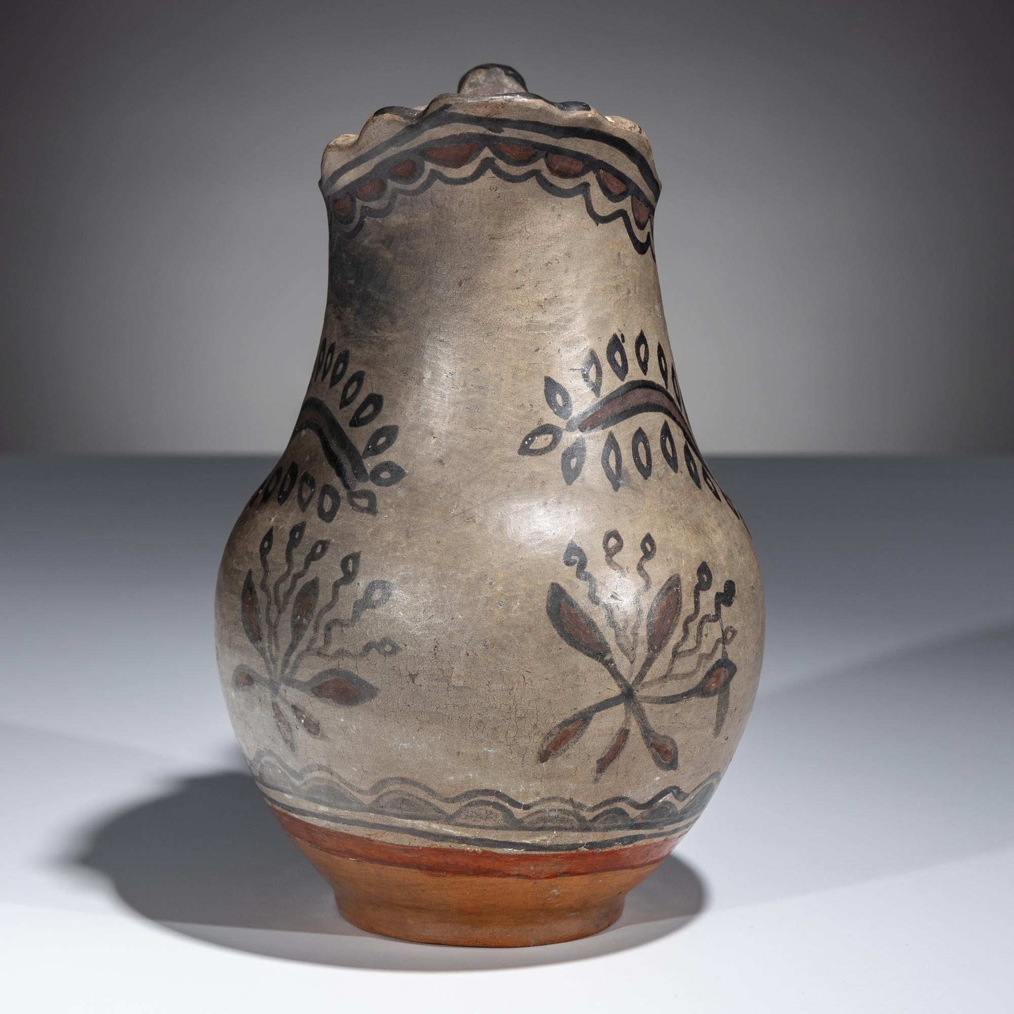 San Ildefonso Figural Polychrome Pottery Pitcher