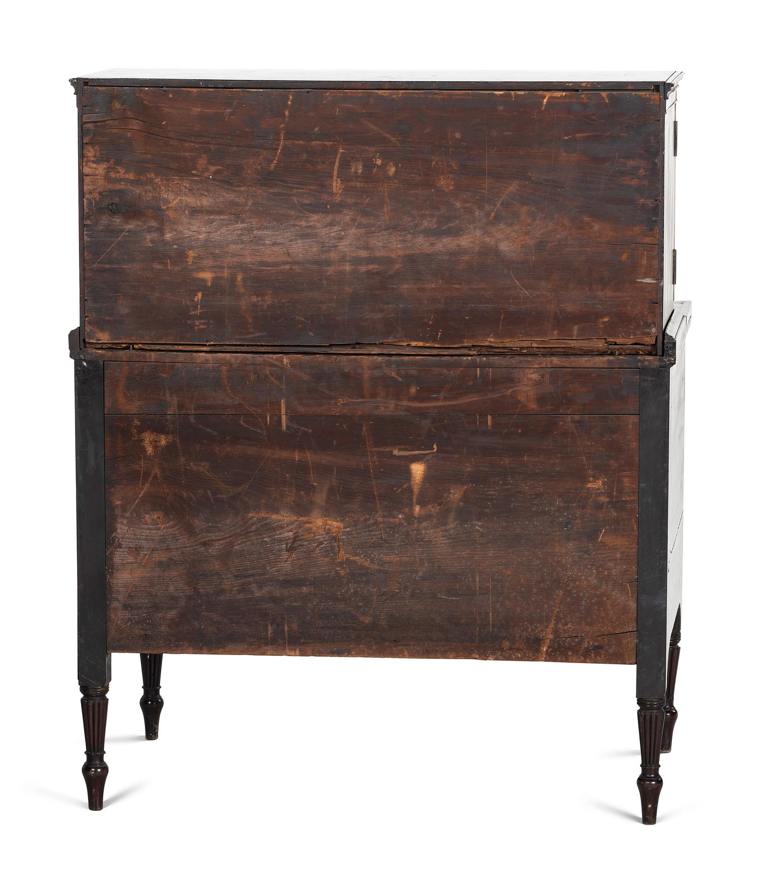 A Federal Cross-Banded Mahogany Two-Part Writing Desk