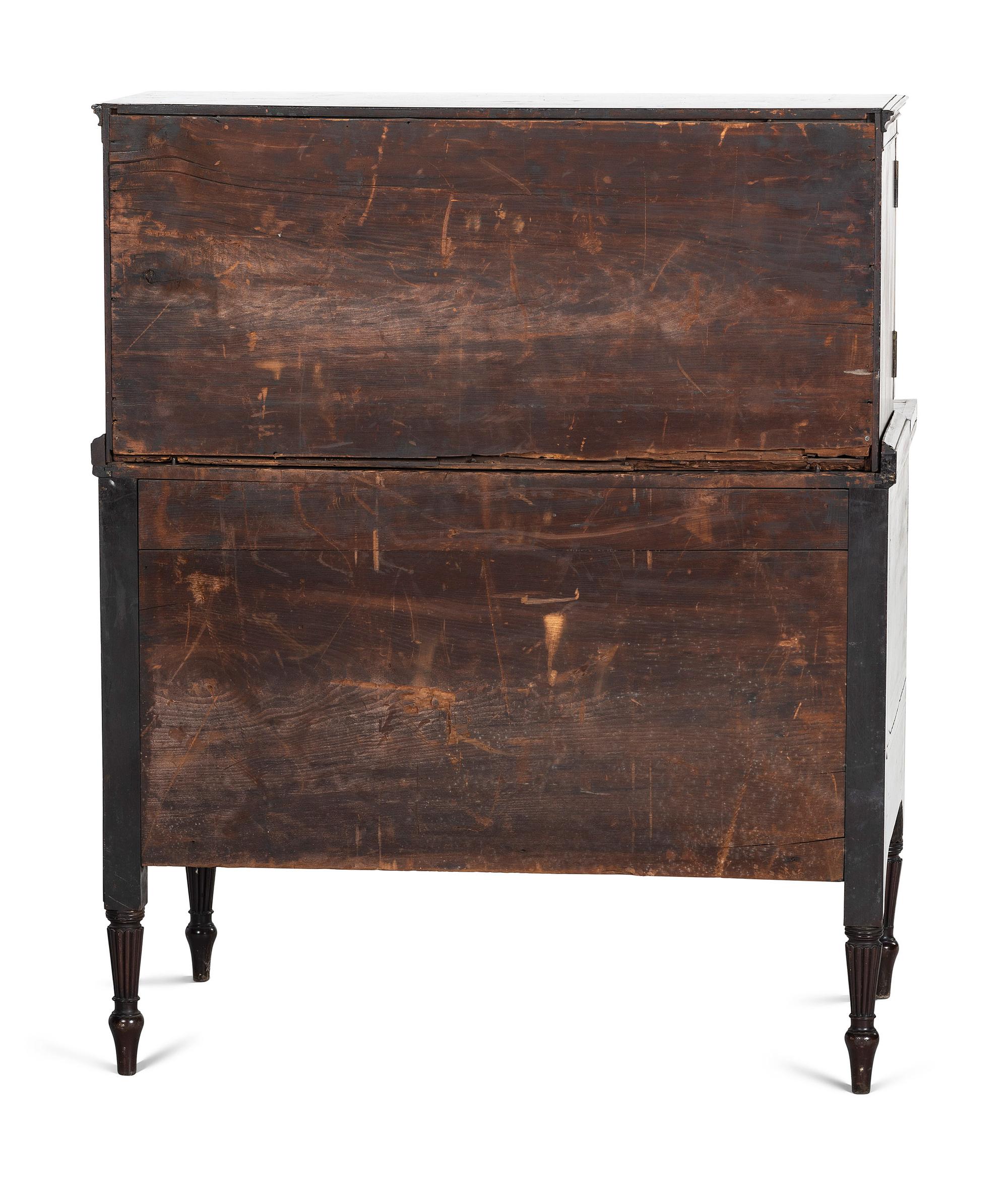 A Federal Cross-Banded Mahogany Two-Part Writing Desk