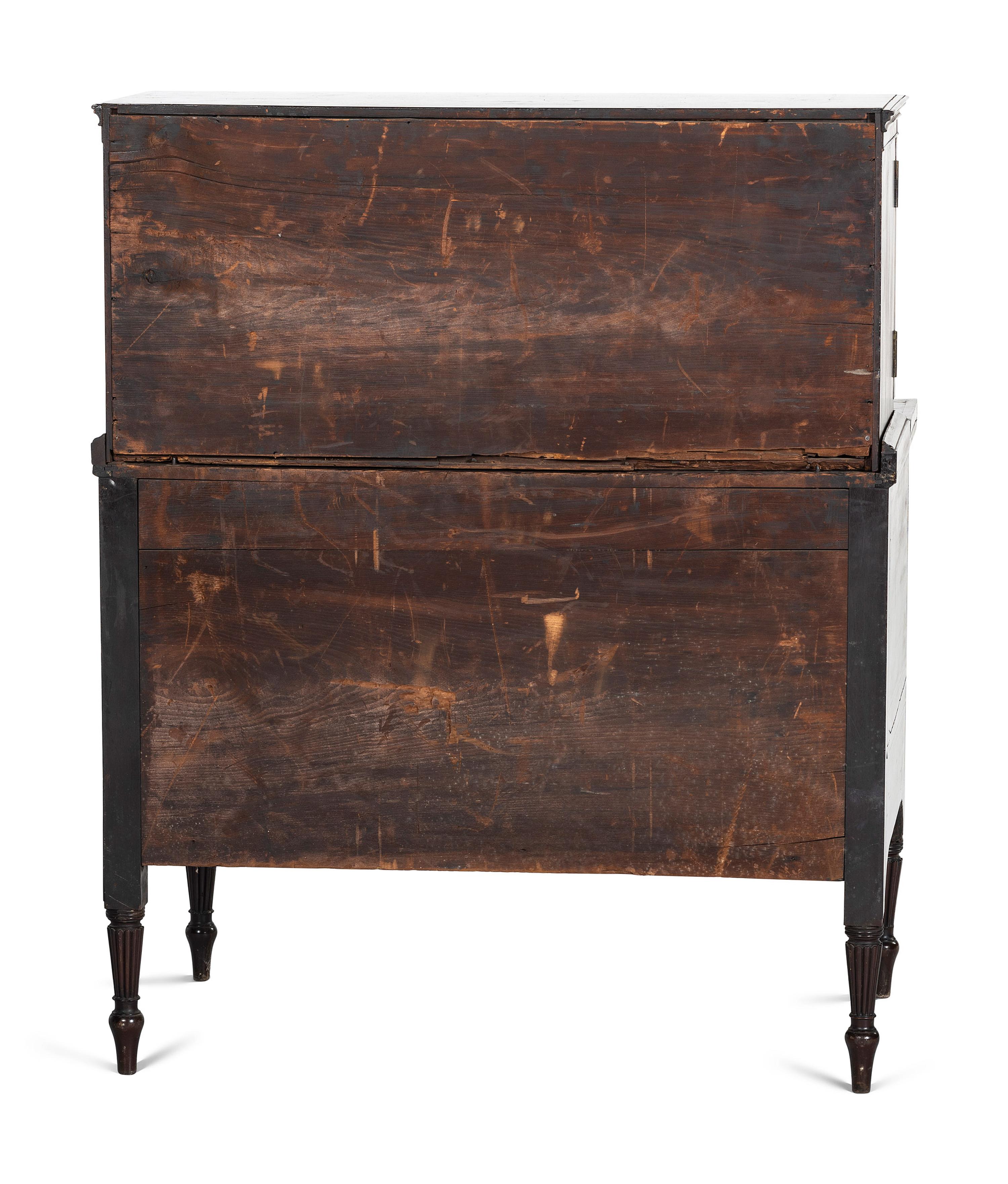 A Federal Cross-Banded Mahogany Two-Part Writing Desk