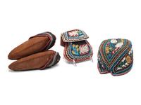 Haudenosaunee Beaded Purse, Moccasins, and Glengarry Cap