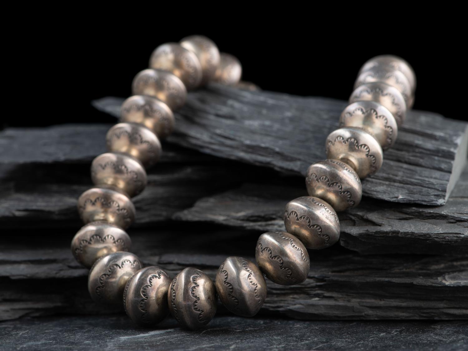 Stamped Sterling Silver Navajo Pearl Necklace