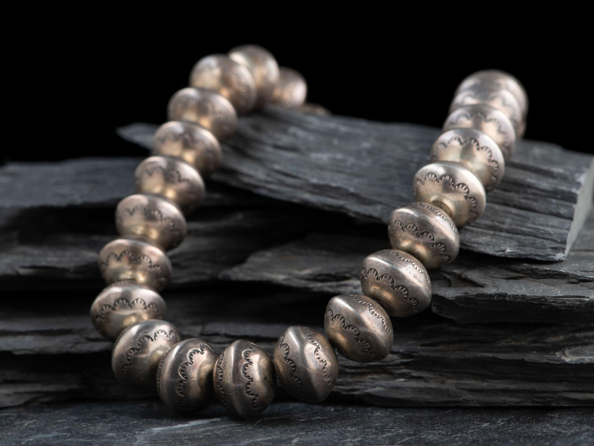 Stamped Sterling Silver Navajo Pearl Necklace