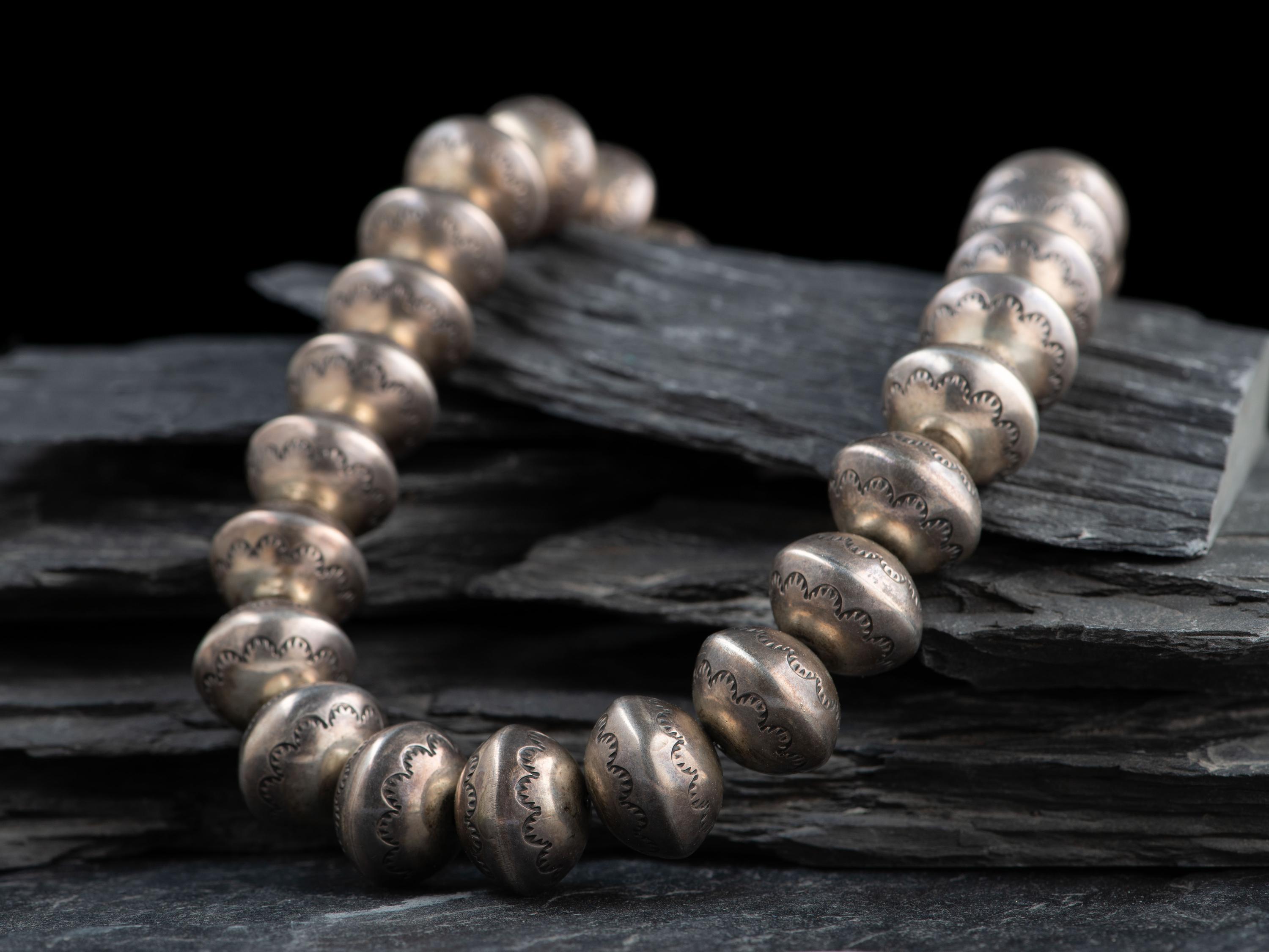 Stamped Sterling Silver Navajo Pearl Necklace