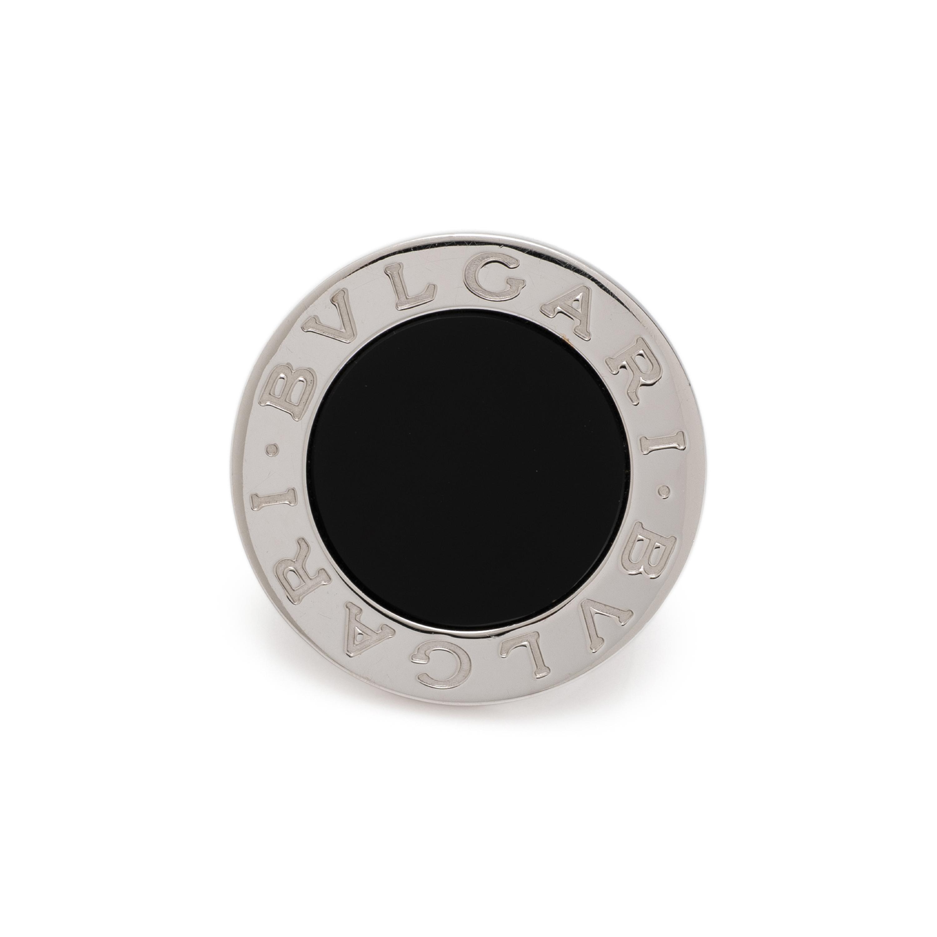 BULGARI, ONYX AND WHITE GOLD RING