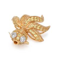 YELLOW SAPPHIRE AND DIAMOND FISH BROOCH