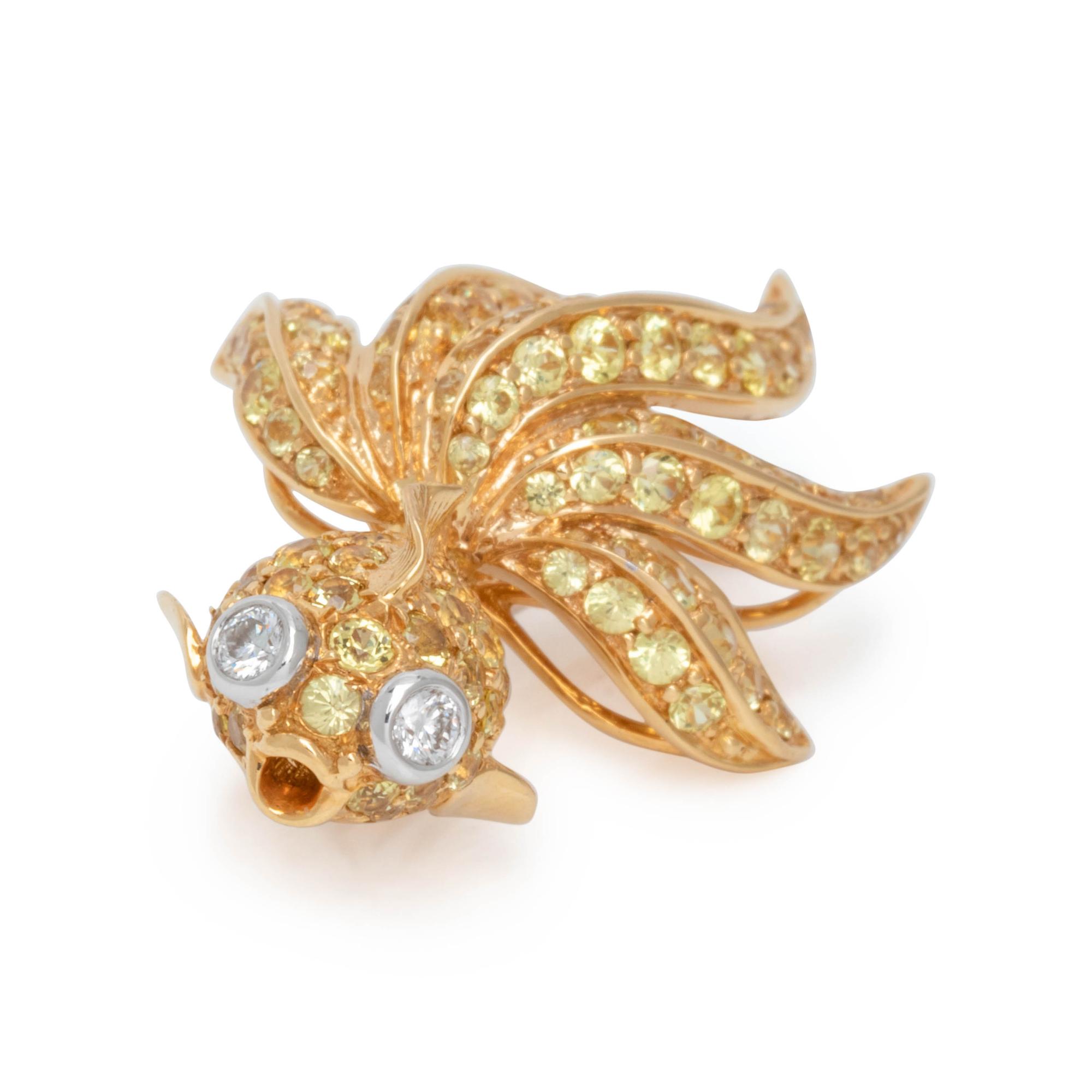YELLOW SAPPHIRE AND DIAMOND FISH BROOCH