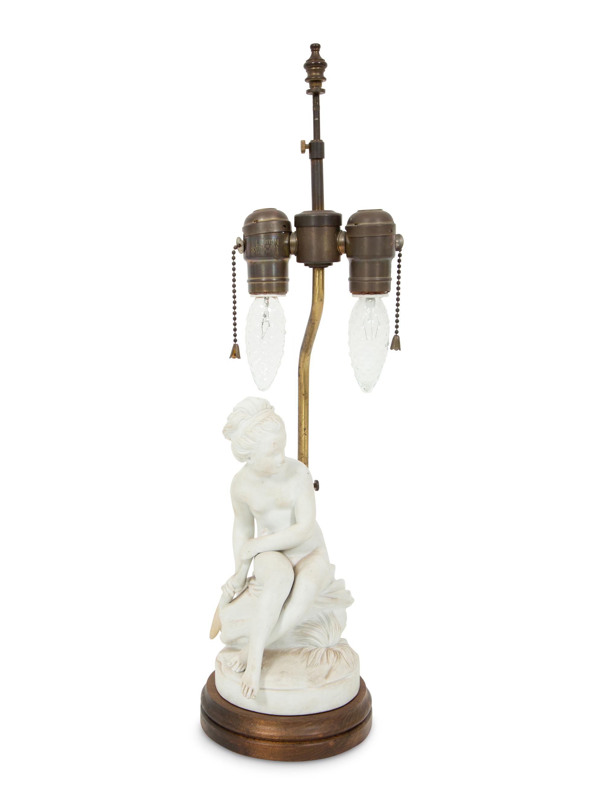 A French Biscuit Porcelain Group Mounted as a Lamp