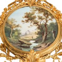 A Pair of Large Louis XV Style Gilt Bronze and Porcelain Two-Light Sconces
