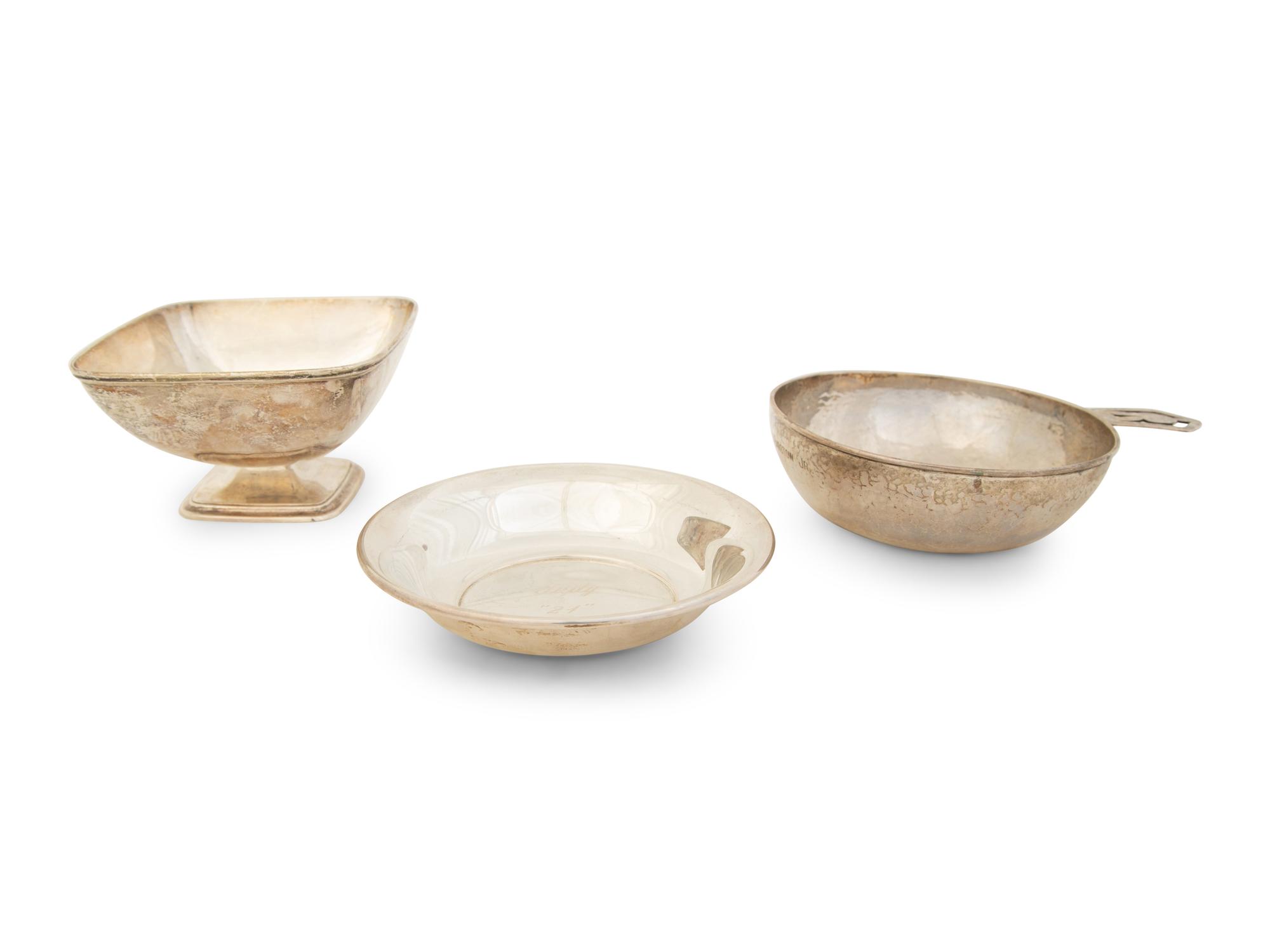 Three American Silver Nut Bowls — Various Makers, 20th Century