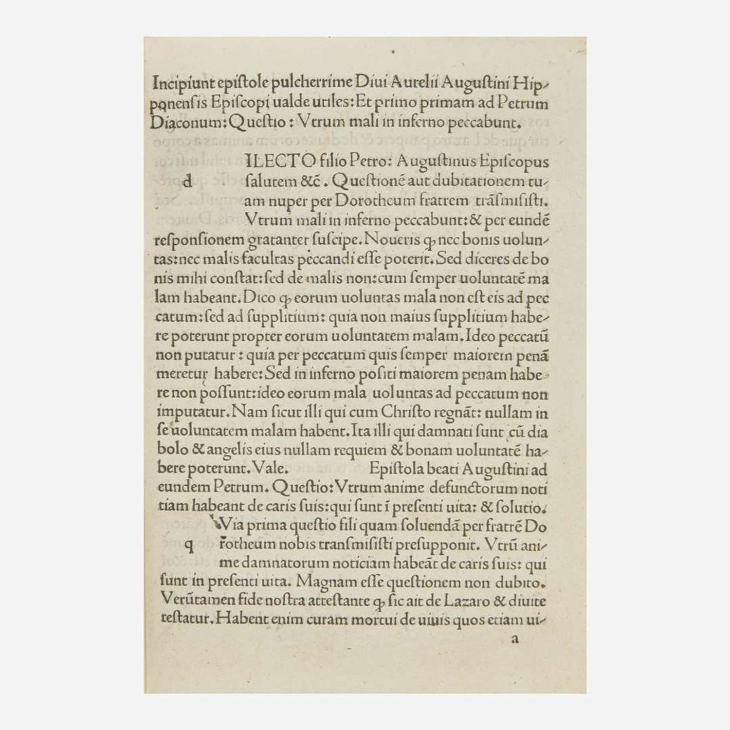 [Incunabula] Augustine, Saint, Bishop of Hippo Epistolae Pulcherrimae...
