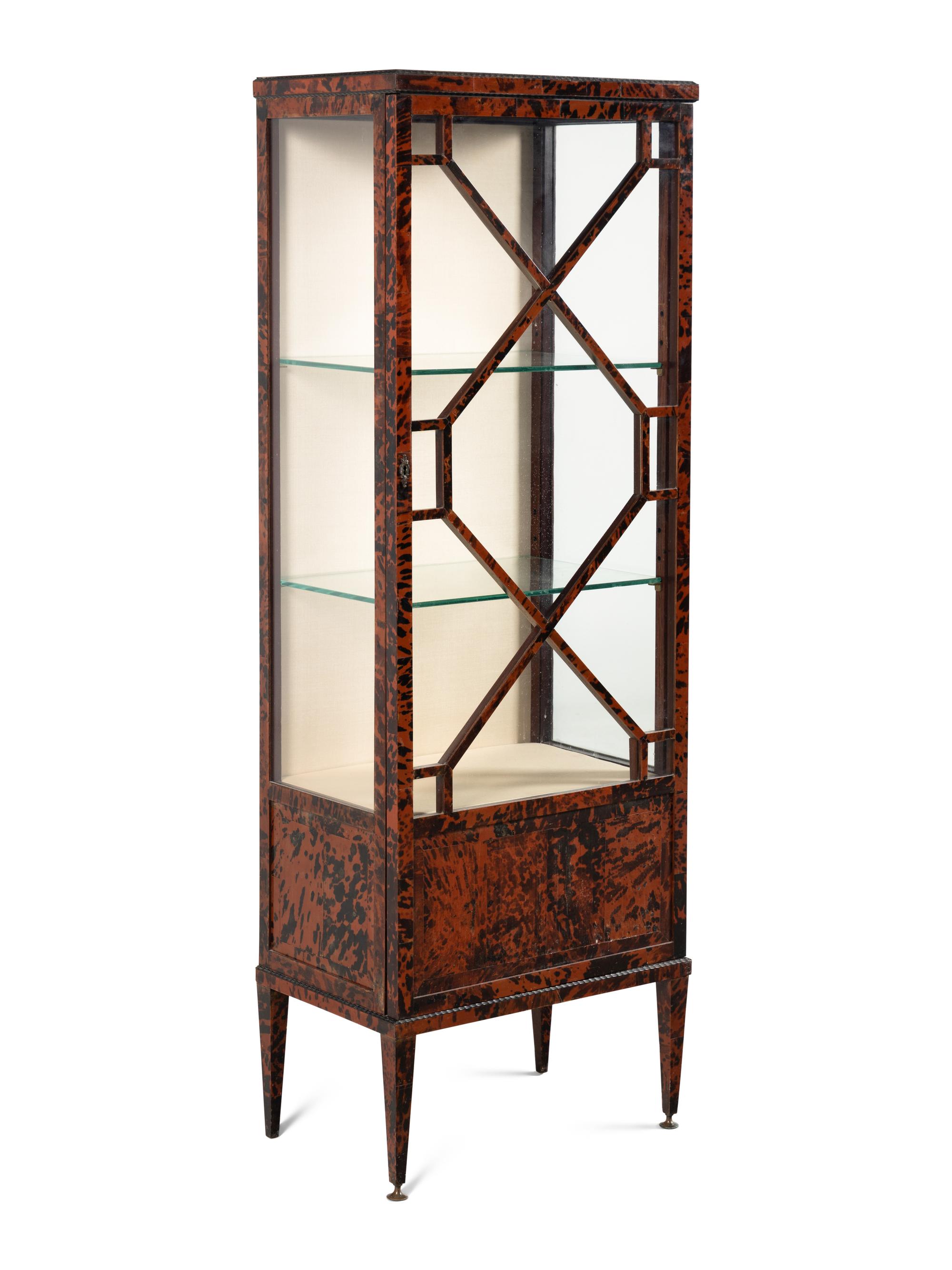 A Continental Tortoise Shell Veneered Vitrine