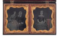 [EARLY PHOTOGRAPHY]. A group of 20 assorted portraits of women of varying ages, highlighted by half plate daguerreotype of two women, possibly sisters.