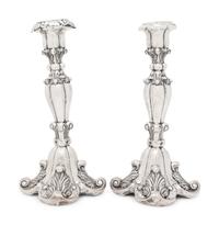 A Pair of Continental Silver Candlesticks