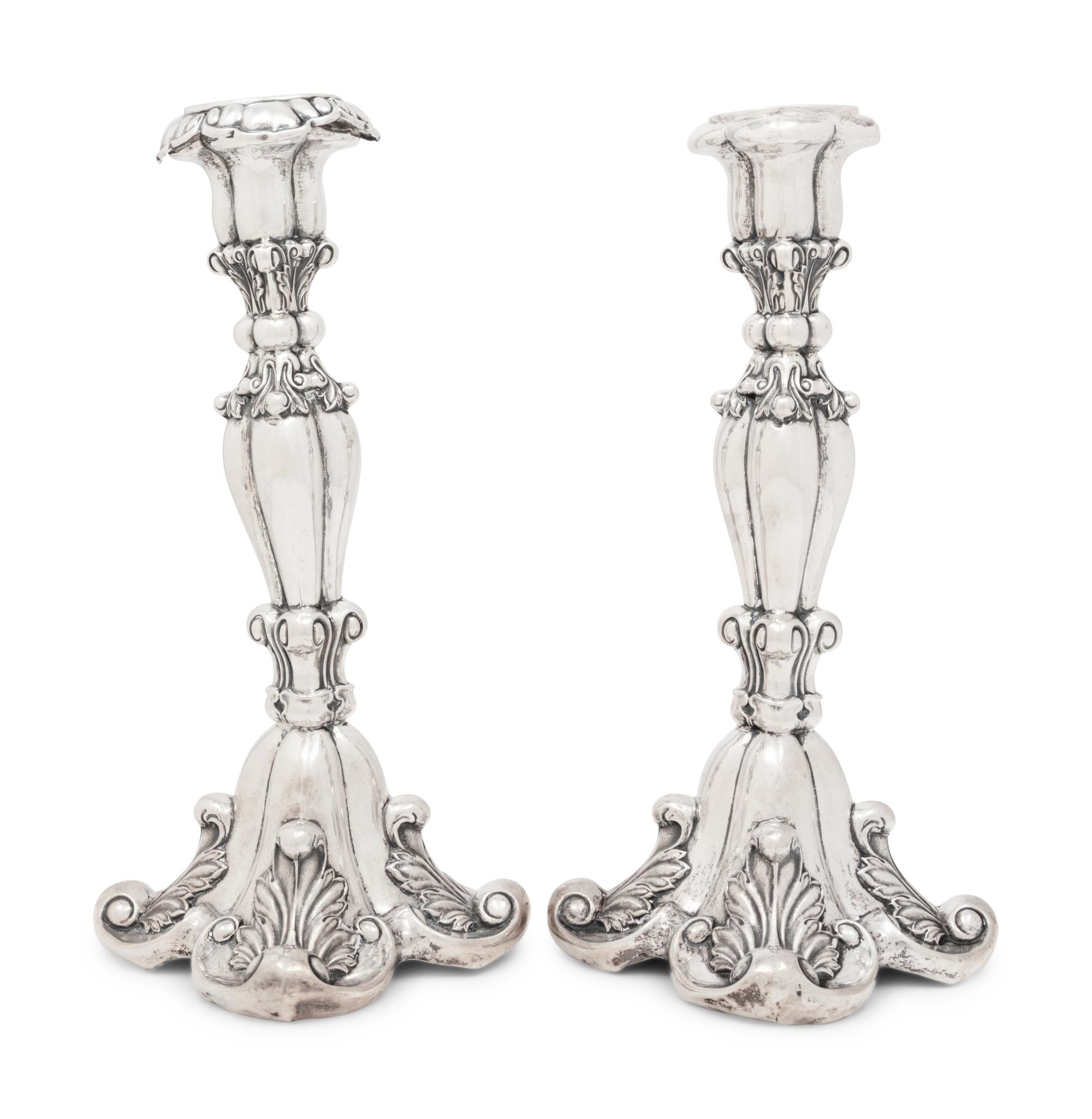 A Pair of Continental Silver Candlesticks