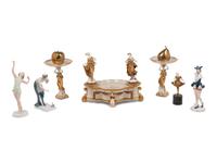 An Assortment of Porcelain and Bronze Figures