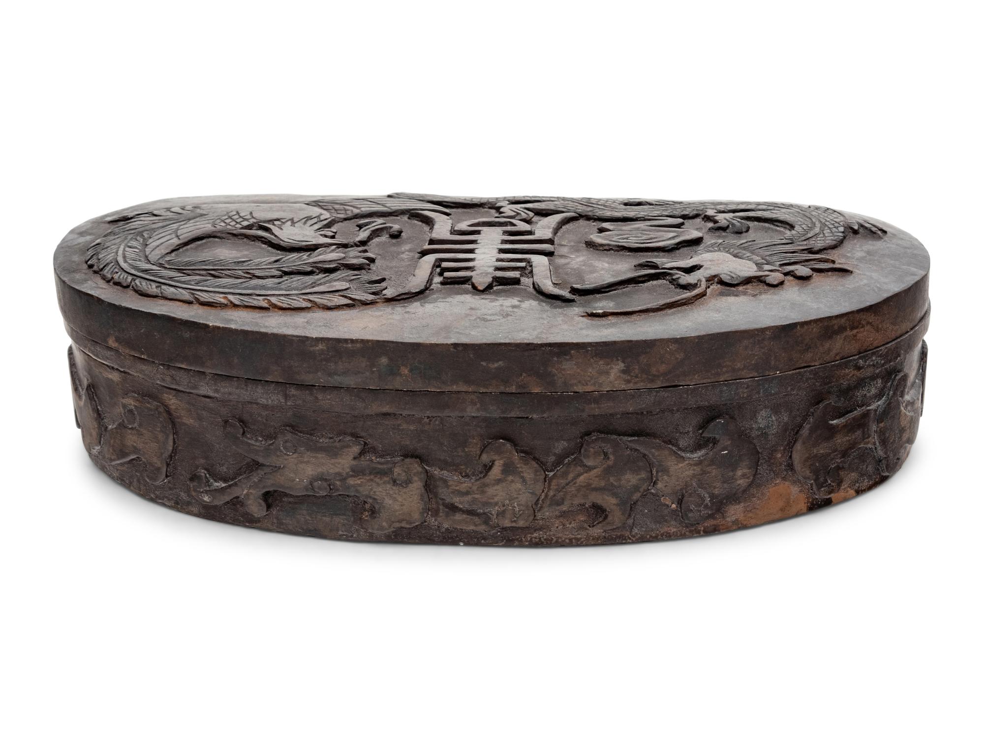 A Chinese Export Metal Box with Dragons
