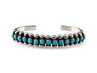Navajo or Zuni Silver and Turquoise Cuff Bracelet