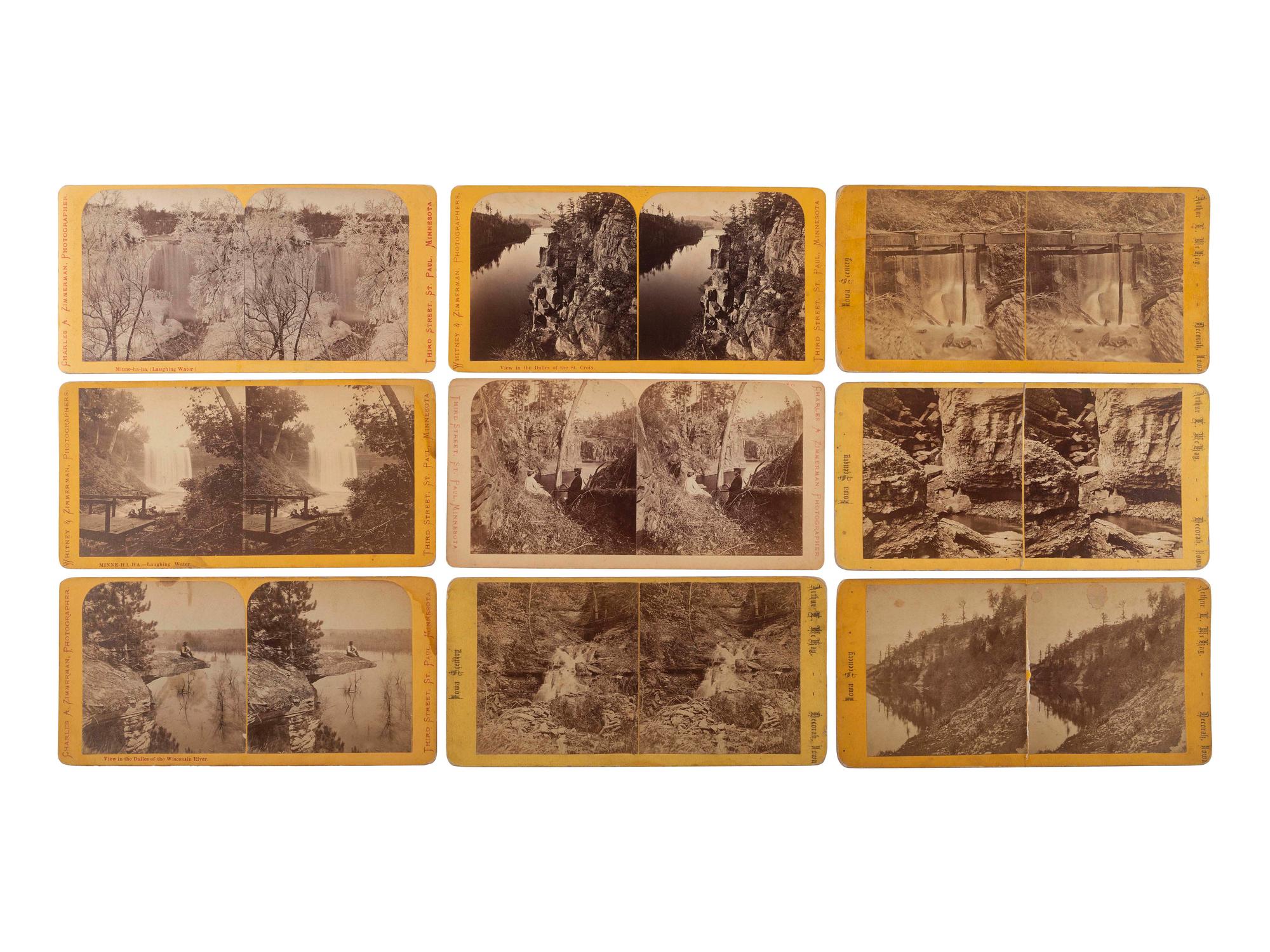[EARLY PHOTOGRAPHY -- STEREOVIEWS]. A group of 115+ stereoviews documenting the American landscape, incl. views of Yellowstone by Haynes, views of Niagara Falls, and other outdoor scenes.