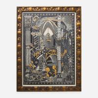 A Wedgwood Fairyland Lustre "Elfin Palace" Plaque, UK, circa 1925
