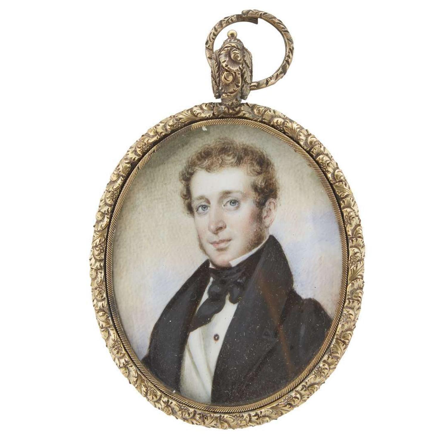 Attributed to Henry Inman (1801-1846) Portrait miniature of a gentleman