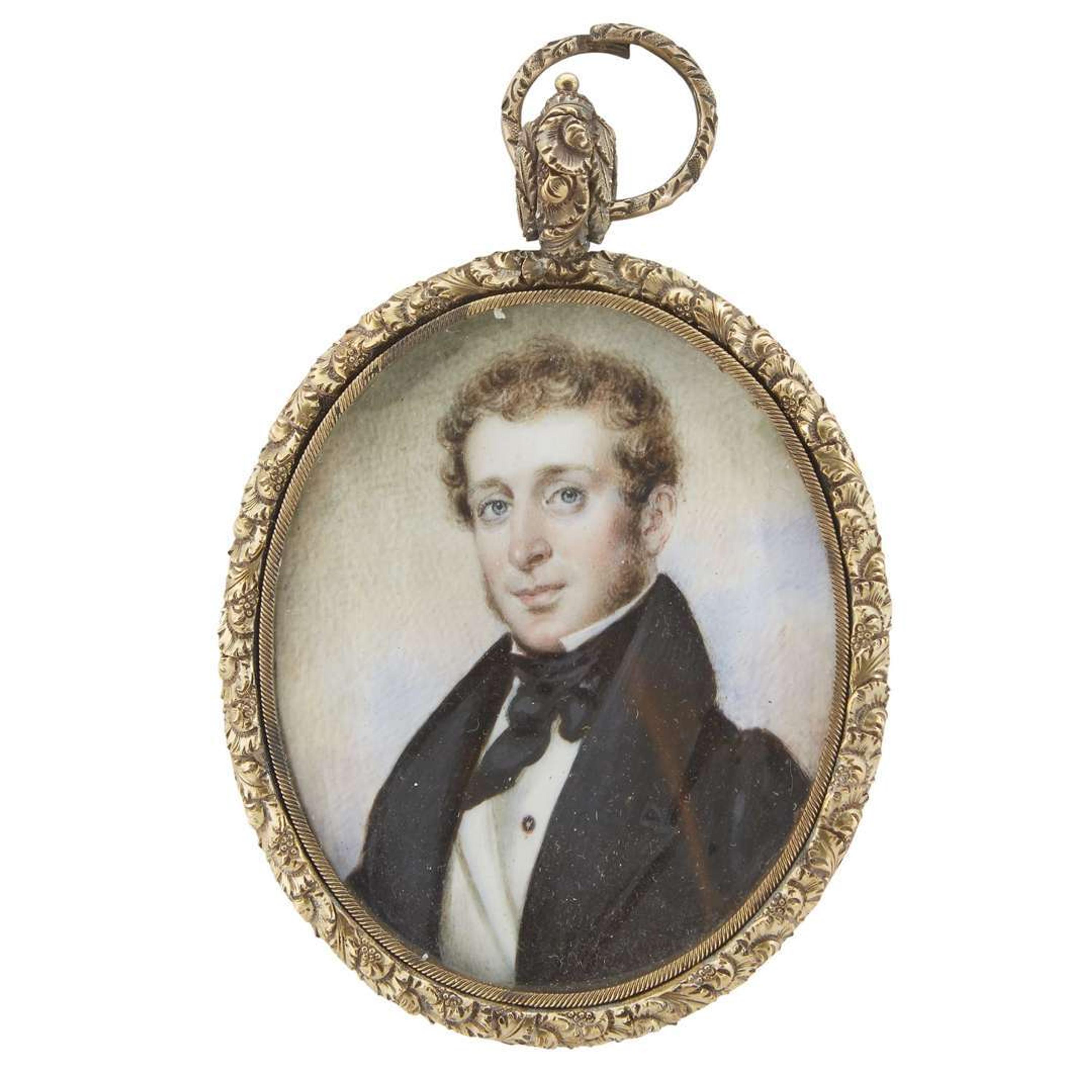 Attributed to Henry Inman (1801-1846) Portrait miniature of a gentleman
