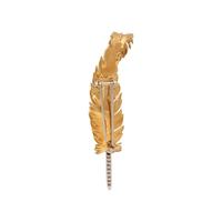 VINTAGE, YELLOW GOLD AND DIAMOND FEATHER BROOCH