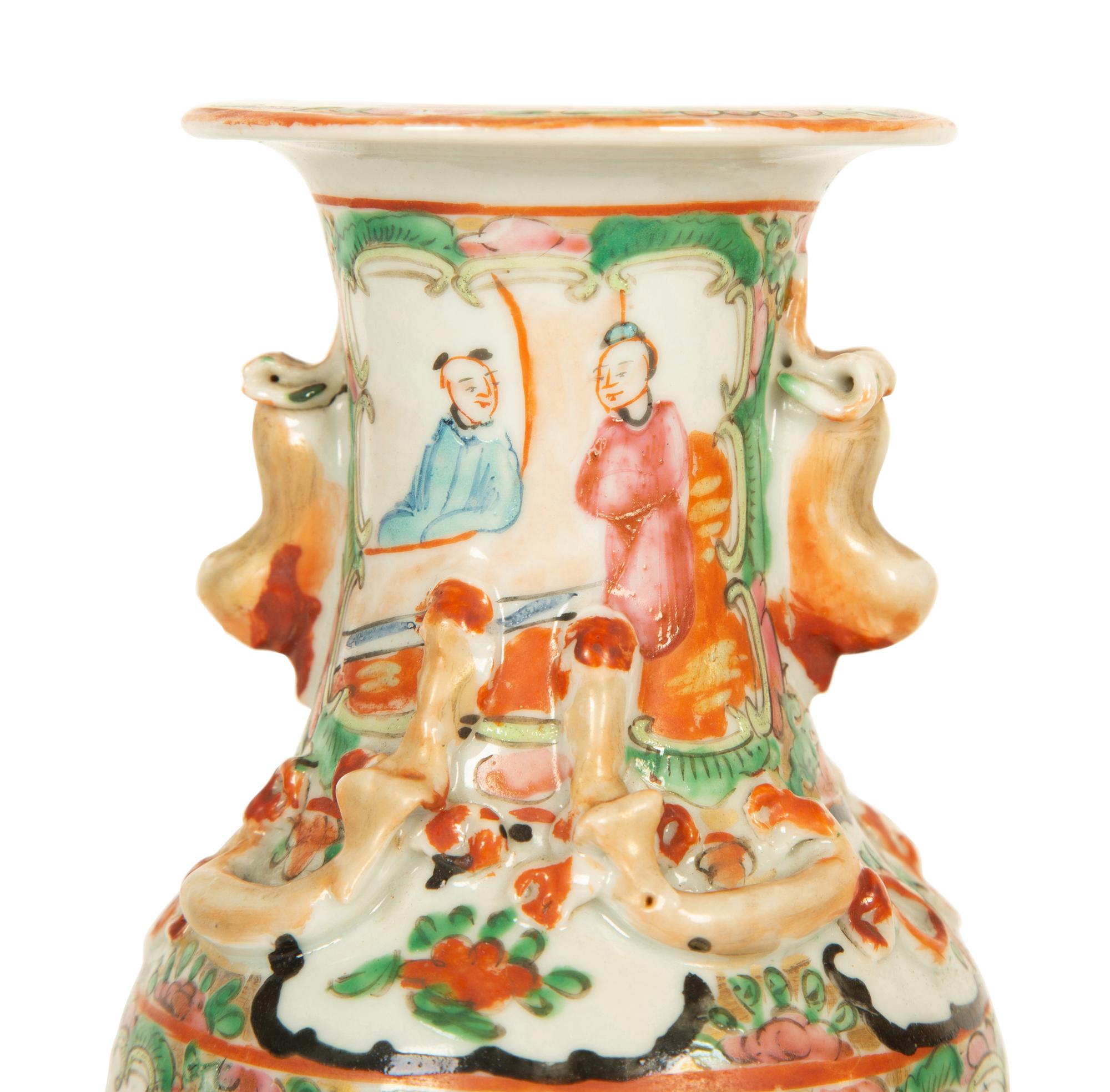 A Pair of Chinese Rose Medallion Porcelain Vases