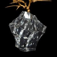 A Steuben Glass and Gold Vermeil Thistle Rock Sculpture